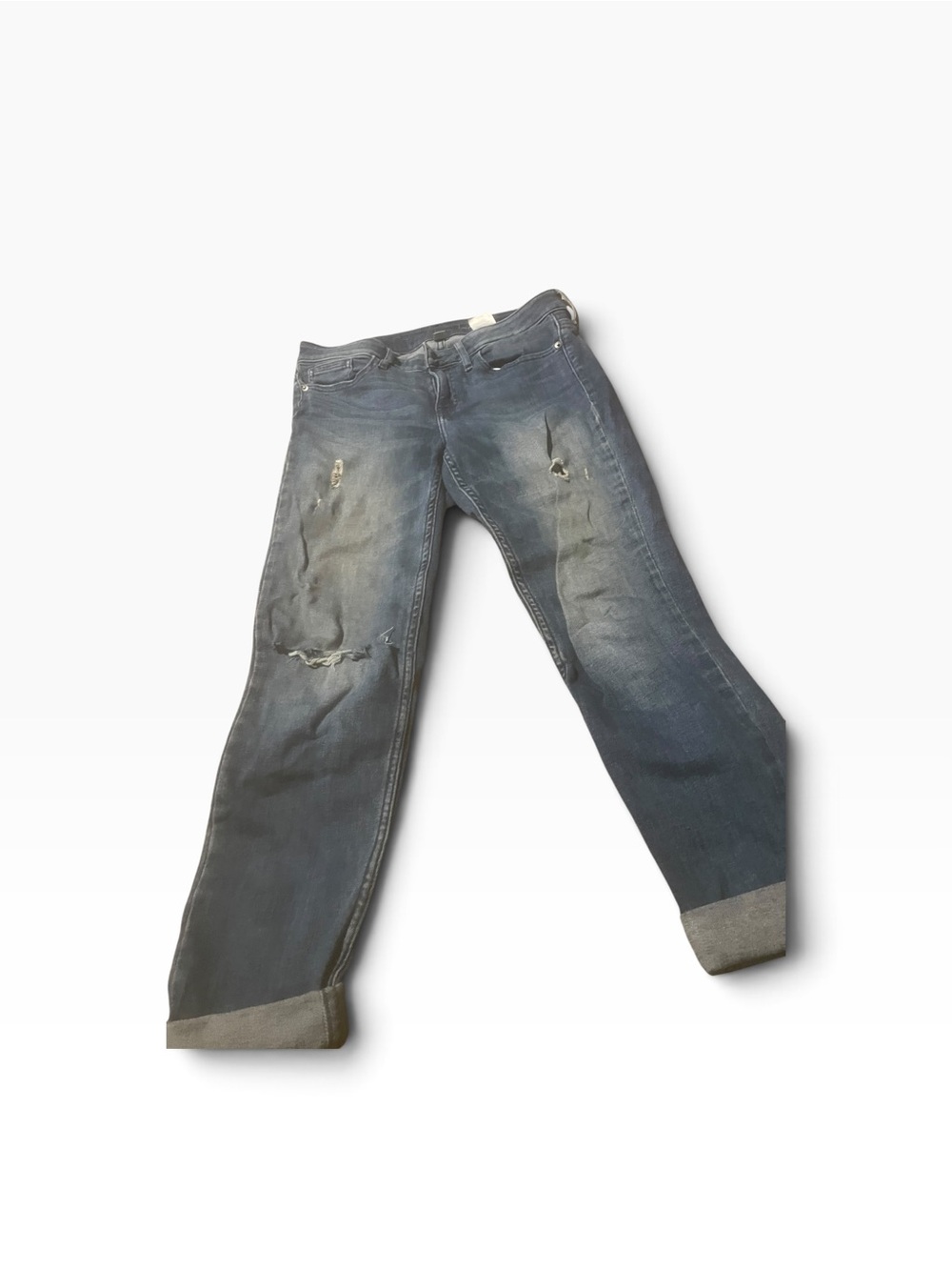 Calvin Klein size 4 Distressed Dark Blue Women's Straight-Leg Jeans skinny ankle